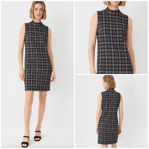 Ann Taylor 00P Petite Plaid Mock Neck Shift Dress